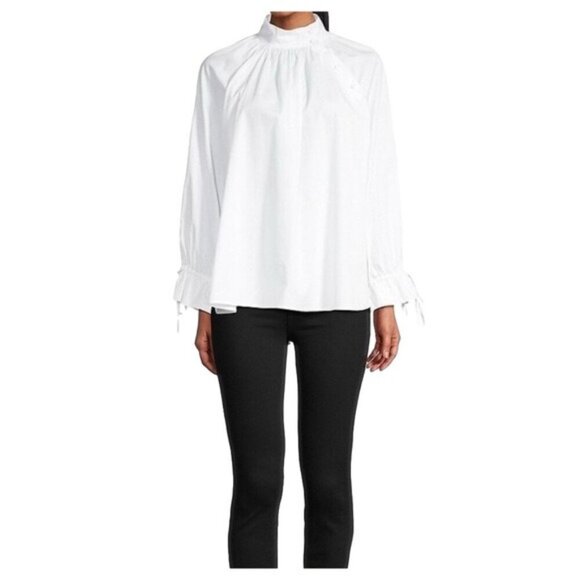 Harshman 3X Bianca Band Collar Cotton Poplin Blouse NWT MSRP $192 - Picture 2 of 11